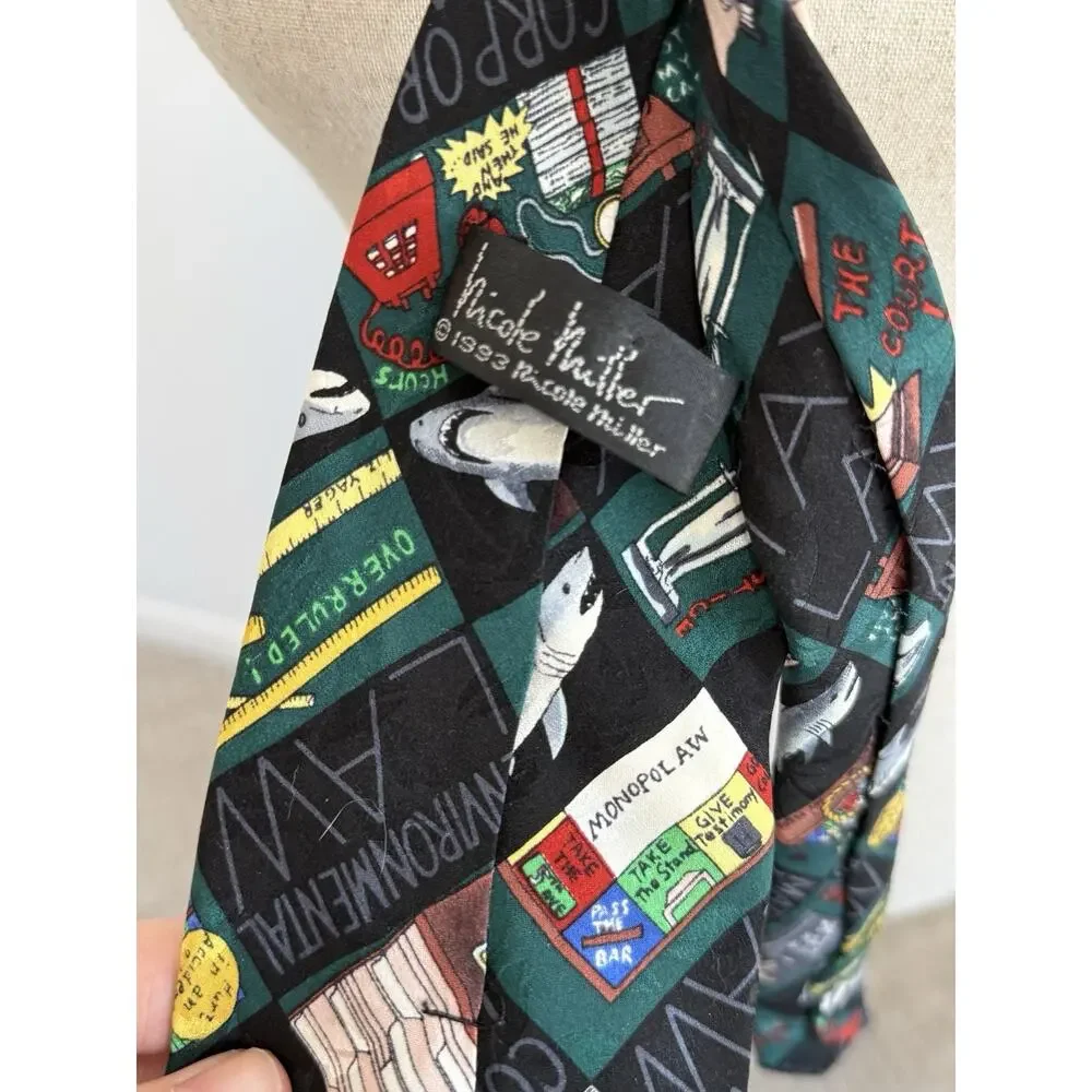VTG‎ 1993 Silk Novelty Tie - Law Firm - Politics Funny Tie. Nicole Miller